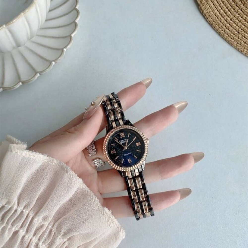 Elegant Black and Gold Women's Watch